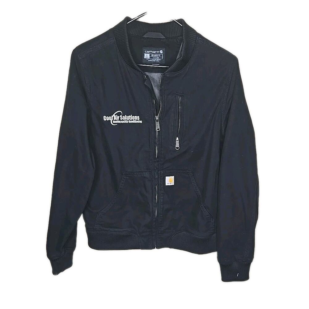 Carhartt Women’s Lrg Black Bomber Jacket Relaxed Fit Canvas Full Zip OJ2524-W